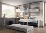 Folding bunk bed with sofa and trundle in youth bedroom - Image 2