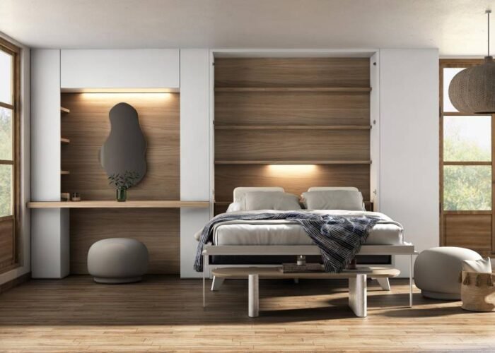 Folding double bed with sofa and desk - Image 2