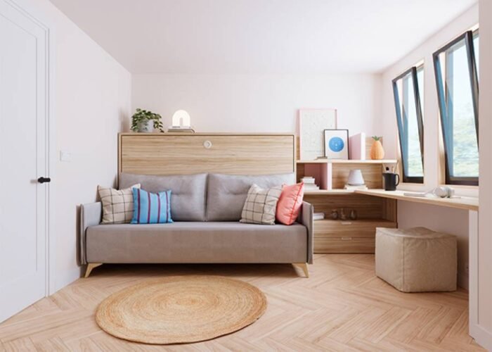 Horizontal folding bed with sofa and study area - Image 2