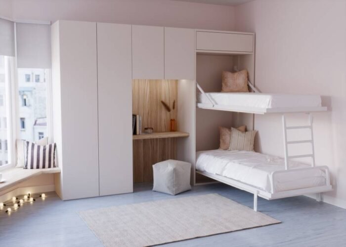 Vertical folding bunk bed with desk - Image 2