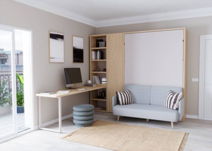 Vertical folding bed with sofa and desk - Image 2