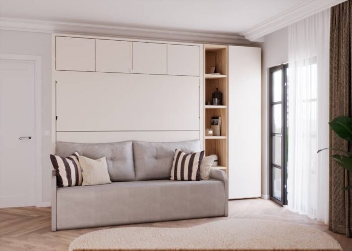 Horizontal folding bed with sofa and wardrobe - Image 1