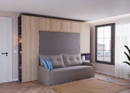 Living room with fold-out double sofa