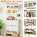Shoe Cabinet with Cubby Coat Rack and 2 Flip Drawers - Image 7