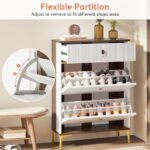 Shoe Cabinet, Slim Shoe Organizer Cabinet with 2 Flip Drawers - Image 7