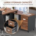 55 Inch L-Shaped Computer Executive Desk with 47 inch File Cabinet - Image 8