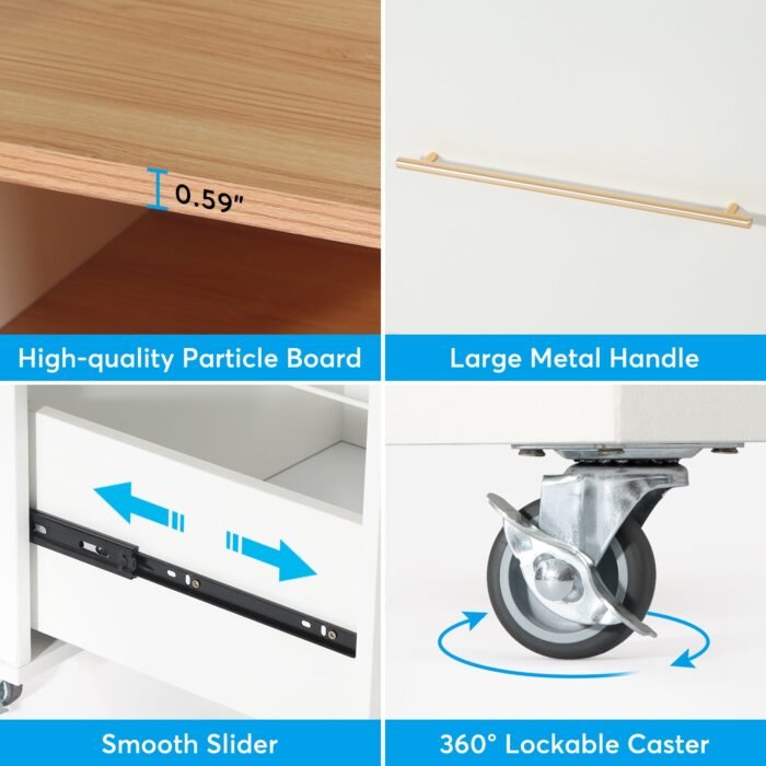File Cabinet, 2 Drawer Rolling Lateral Filling Cabinet Printer Stand - Image 8