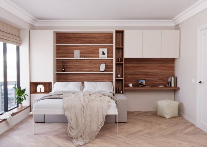 Sofa with fold-down double bed and desk - Image 2