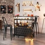 Bar Unit for Liquor, Home Entertainment Bar with Storage and Footrest - Image 5