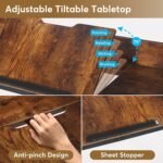 Overbed Table, Mobile Laptop Desk with Adjustable Tilt Board - Image 6