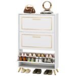 Shoe Cabinet, 3 Flip Drawer Modern Shoe Storage Rack Organizer