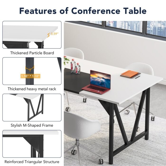 Conference Table, Rectangular 6FT Meeting Table Desk with Splicing Board - Image 7