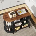 43? Kitchen Island Table with 2 Side Spice Rack & 3 Open Storage Shelves - Image 6