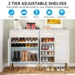 Shoe Cabinet, 4 Tier Shoe Storage Organizer with Drawer & Doors - Image 8