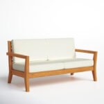 Adagio Outdoor Solid Teak Wood 2-Person Sofa with Cushions - Image 3
