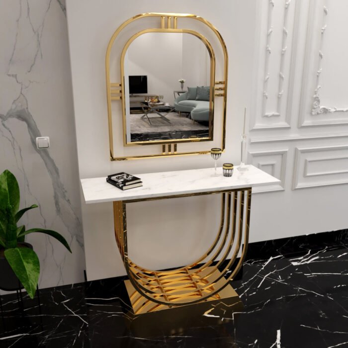 Stainless Steel Console and Mirrors - ORX-079 - Image 1
