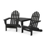 Classic Folding Adirondacks with Angled Connecting Table (Set of 2)