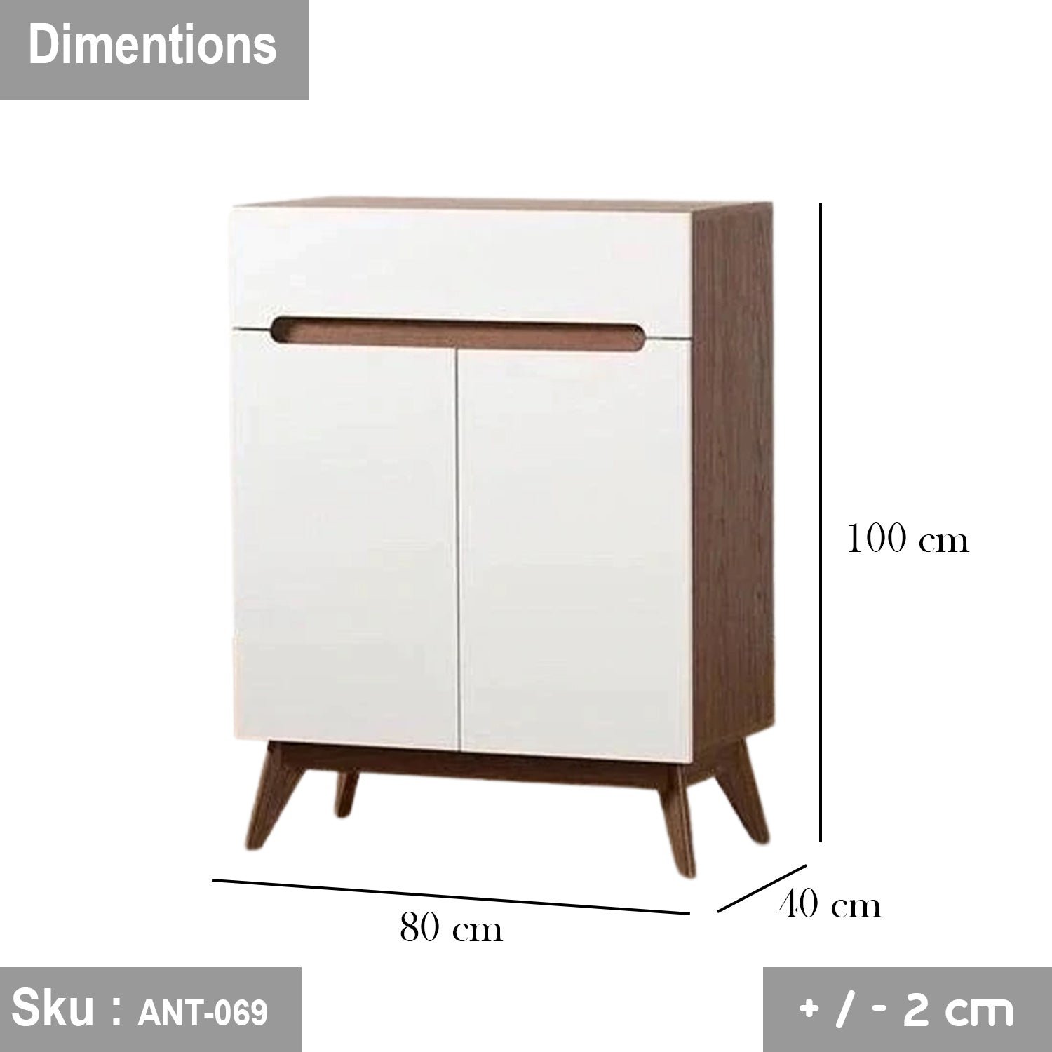 ANT-069 High Quality MDF Wooden Shoe Rack 80cmX40cm - Image 3