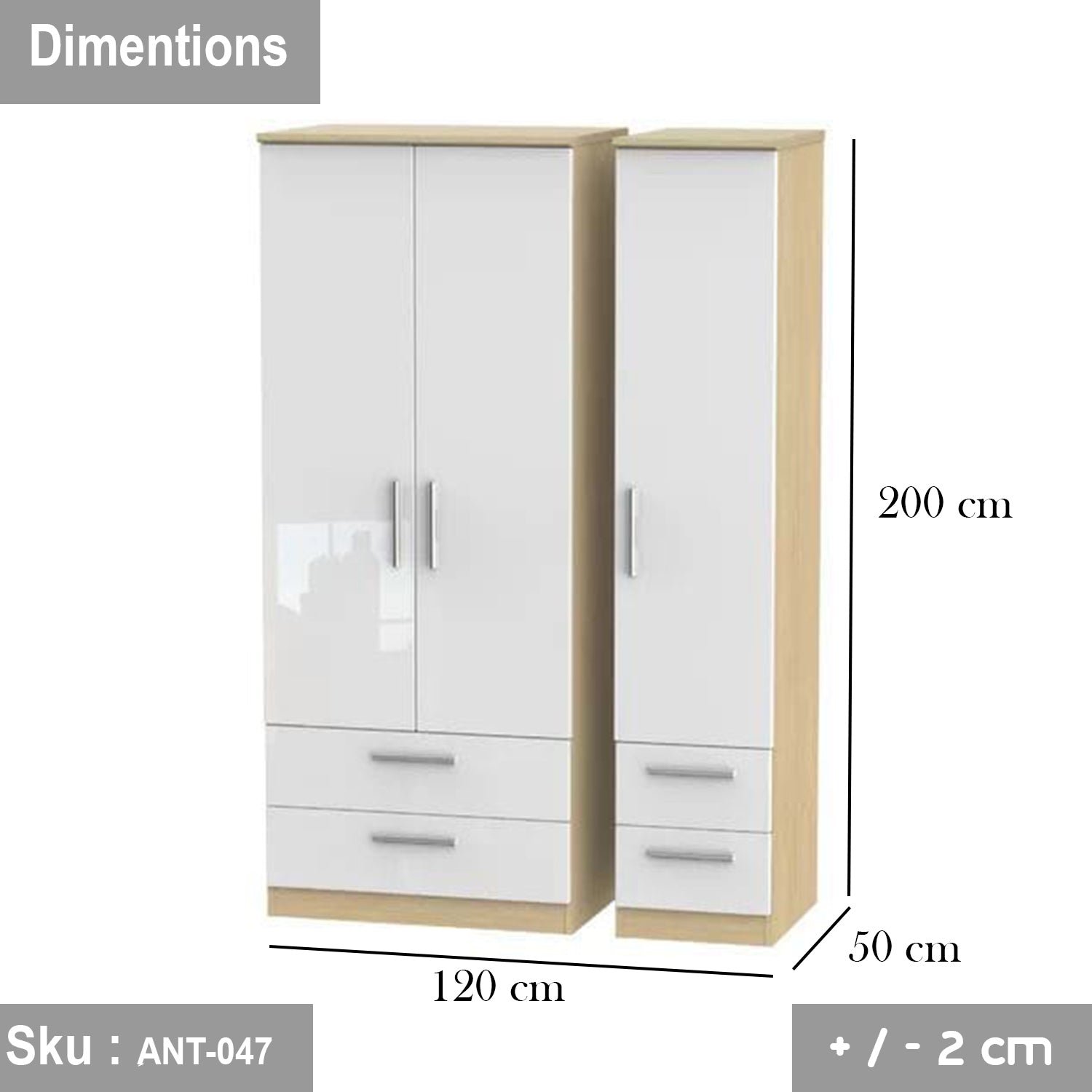 Cupboard 120 * 200 high quality MDF wood ant - 47 - Image 3