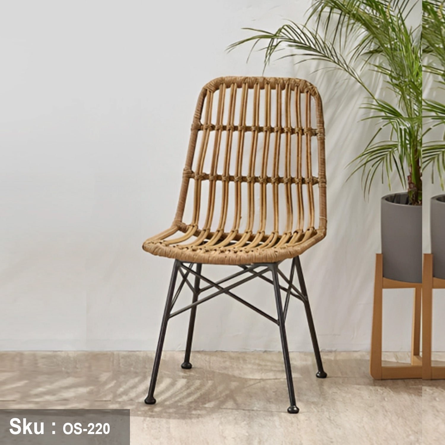 Brita rattan bamboo chair for restaurants and cafes in beige color - Image 1