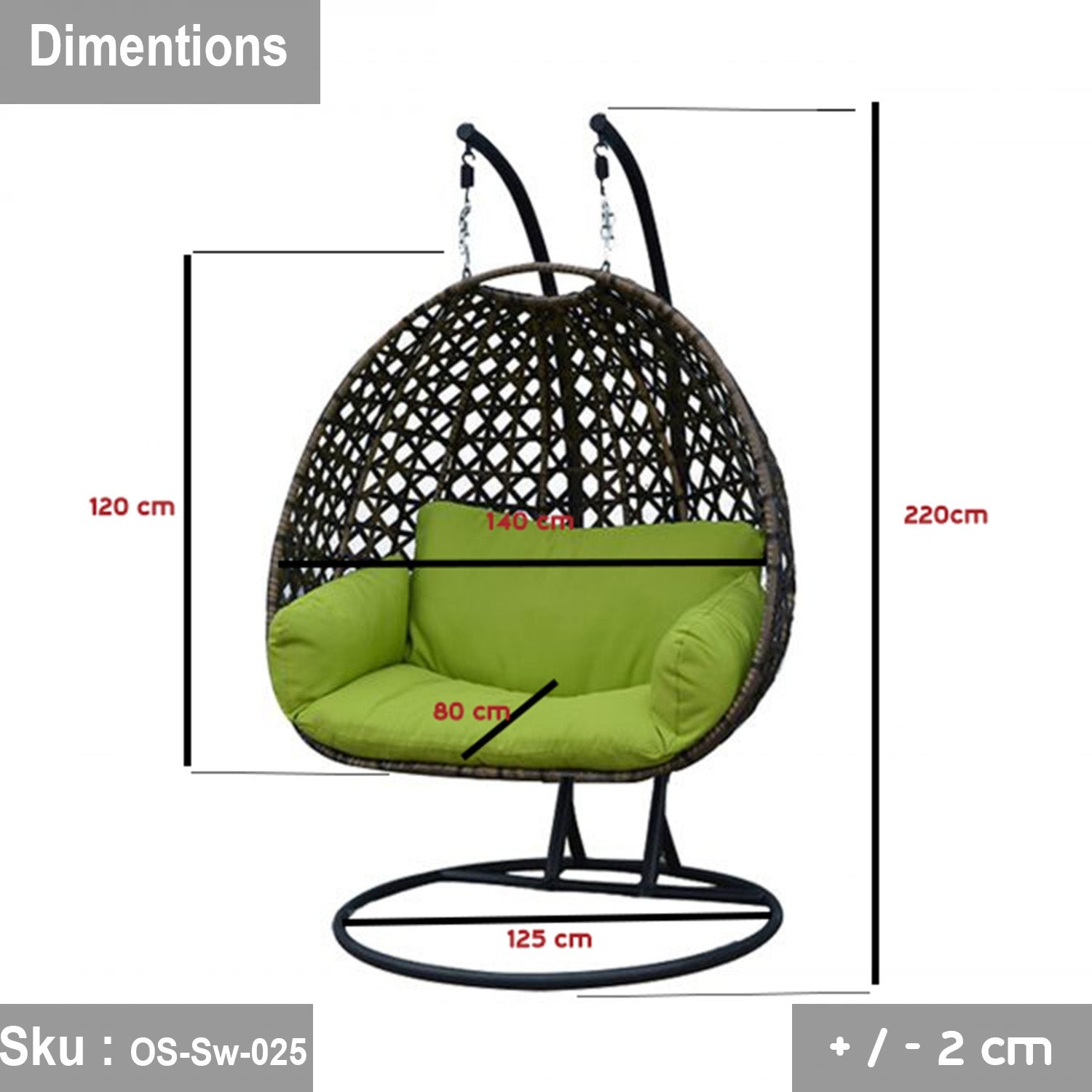 Two-seater swing 300 kg modern design - Image 2