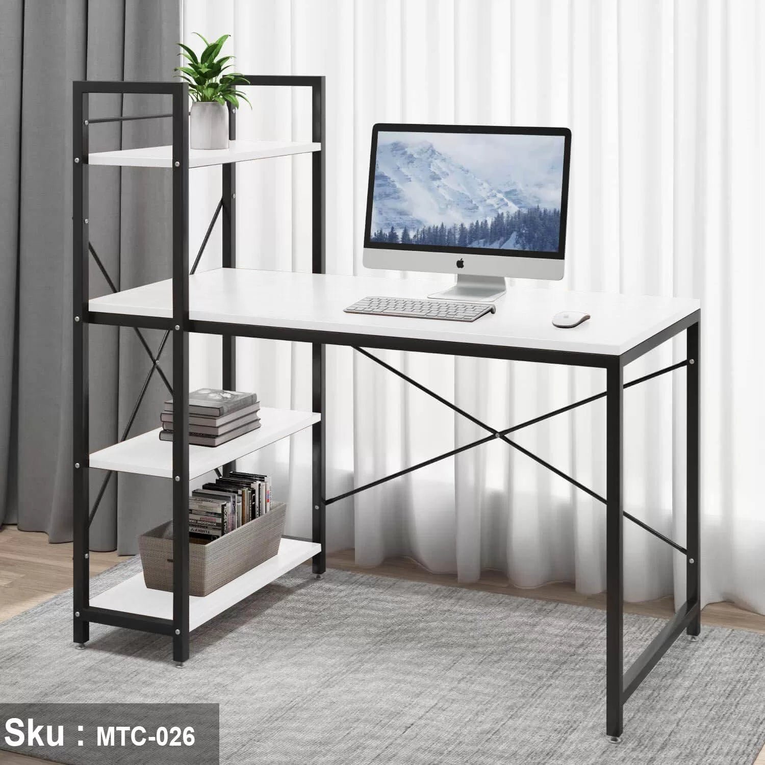 Melamine wood desk - MTC-026 - 120cmX120cm - white color - Image 1