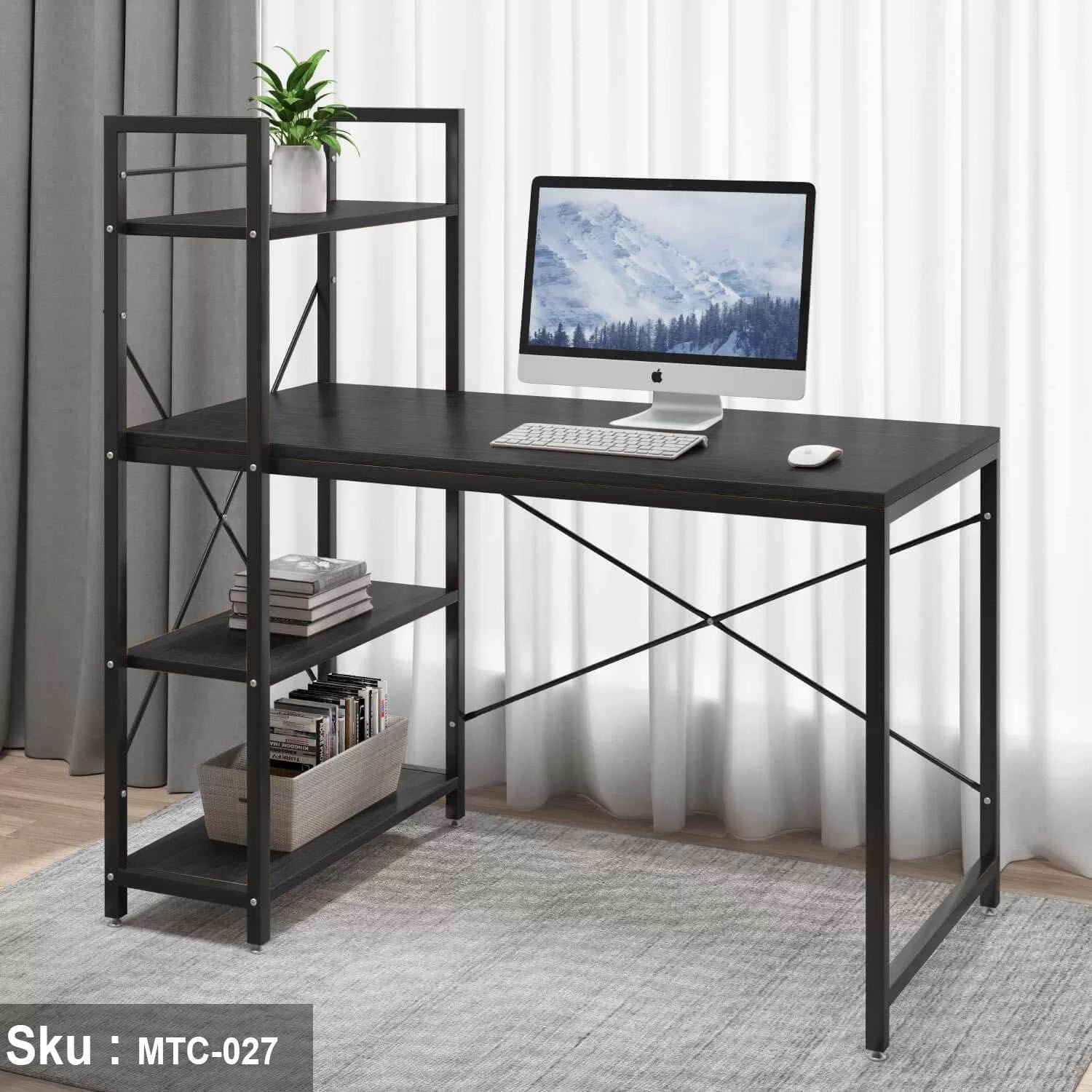 Melamine wood desk - MTC-027 - 120cmX120cm - black color - Image 1