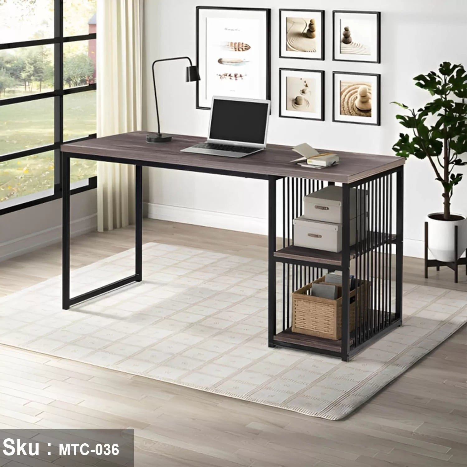 Melamine wood desk - MTC-036 - 75cmX140cm - brown color - Image 1