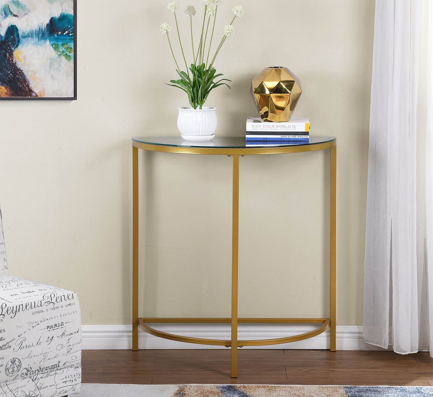 Nathan iron console electrostatic paint and glass - Image 1