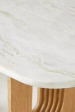 OAK Cayden Sculptured Wood Marble Dining Set - Image 9