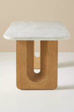 OAK Cayden Sculptured Wood Marble Dining Set - Image 5