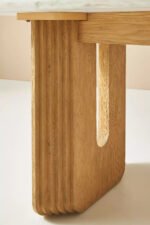 OAK Cayden Sculptured Wood Marble Dining Set - Image 8