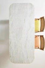 OAK Cayden Sculptured Wood Marble Dining Set - Image 6