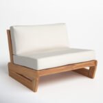 Despina Teak Outdoor Armless Lounge Chair with Cushion - Image 2