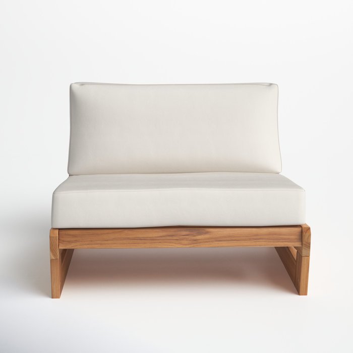 DespinaTeakOutdoorArmlessLoungeChairwithCushion.jpg Despina Teak Outdoor Armless Lounge Chair with Cushion - Image 1