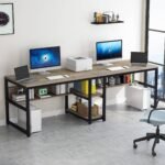 Two Person Desk, 78.7 Computer Double Desk with Bookshelf - Image 12