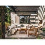 Izel Teak Outdoor Armless Lounge Chair with Cushion - Image 3