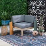 Jurgen Acacia Outdoor 30" Corner Chair with Cushions - Image 2