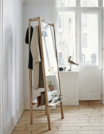 Solid Wood Standing Mirror With Coat Racks - Image 2