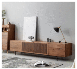 Acrylic Sonama Wood TV Stand with Shelves - Image 4