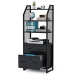 File Cabinet, 2 Drawer Vertical Filing Cabinet with Bookshelf