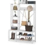 Coat Rack Shoe Bench, 4-in-1 Entryway Hall Tree with Shelves - Image 9