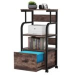 File Cabinet, 3 Tier Mobile Printer Stand with Legal Size Drawer