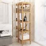 Bathroom shelving unit wood brown - Image 4