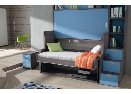 Children's room with folding bed-table-bunk bed