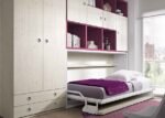 Youth bedroom with horizontal folding bed, desk and wardrobe - Image 2