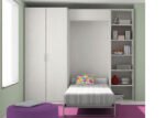 Children's room with vertical folding bed and two-door wardrobe