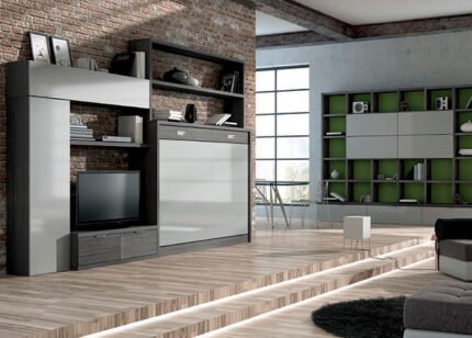 Dining room with 30 cm deep folding bed (only deep bookcase)