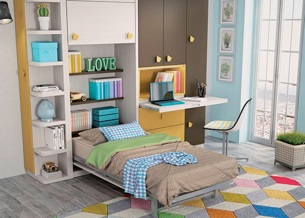 g-portada_comp_1911.jpg Children's room with vertical folding bed measuring 105 x 190 + wardrobe - Image 1