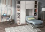Youth room with electric vertical folding bed measuring 90 x 190.